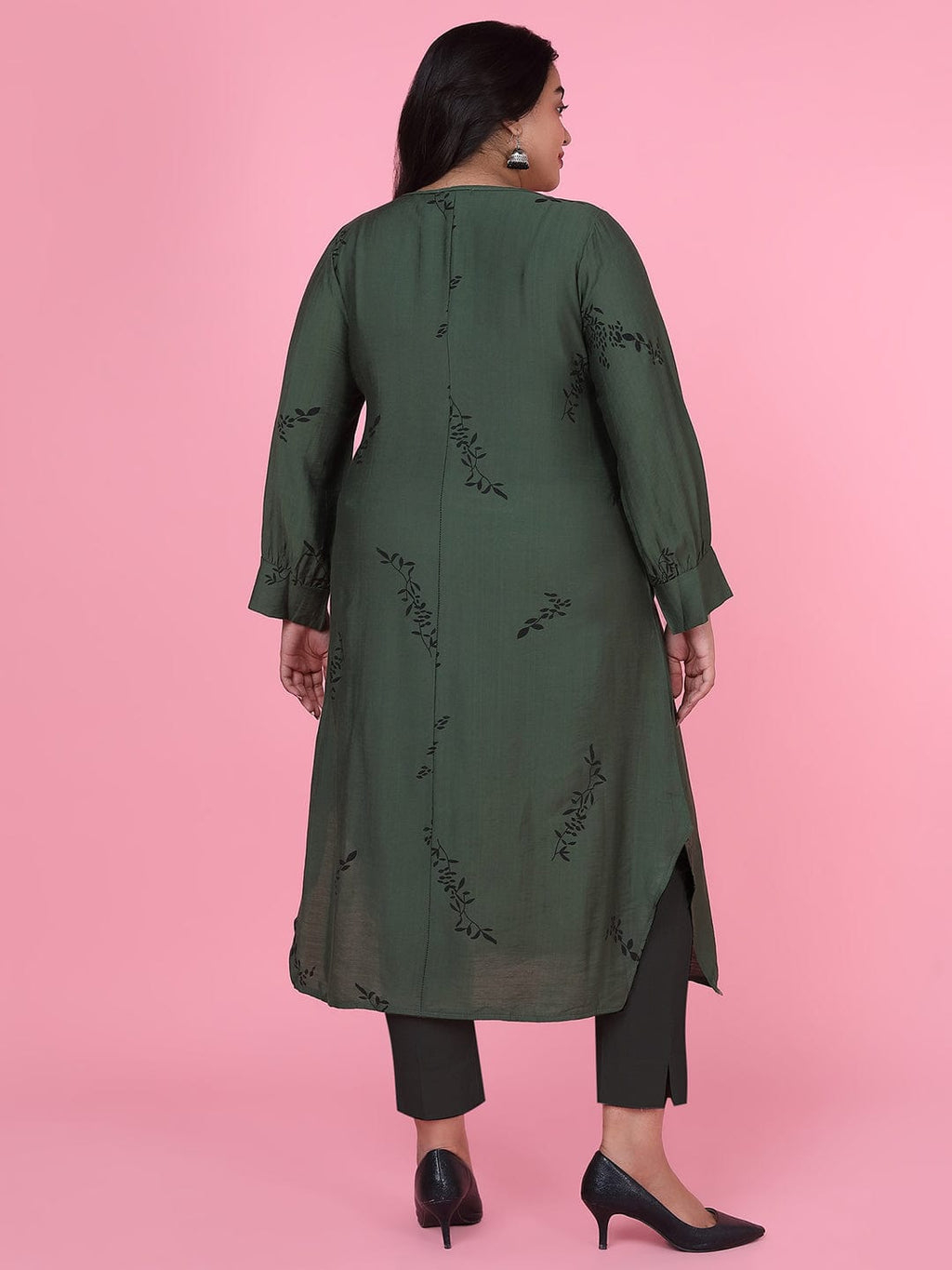 Women's Floral Straight Green Kurta