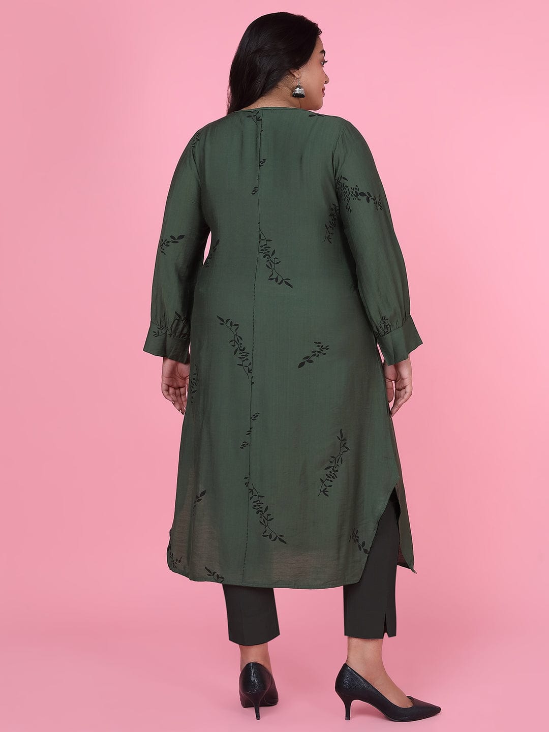 Women's Floral Straight Green Kurta