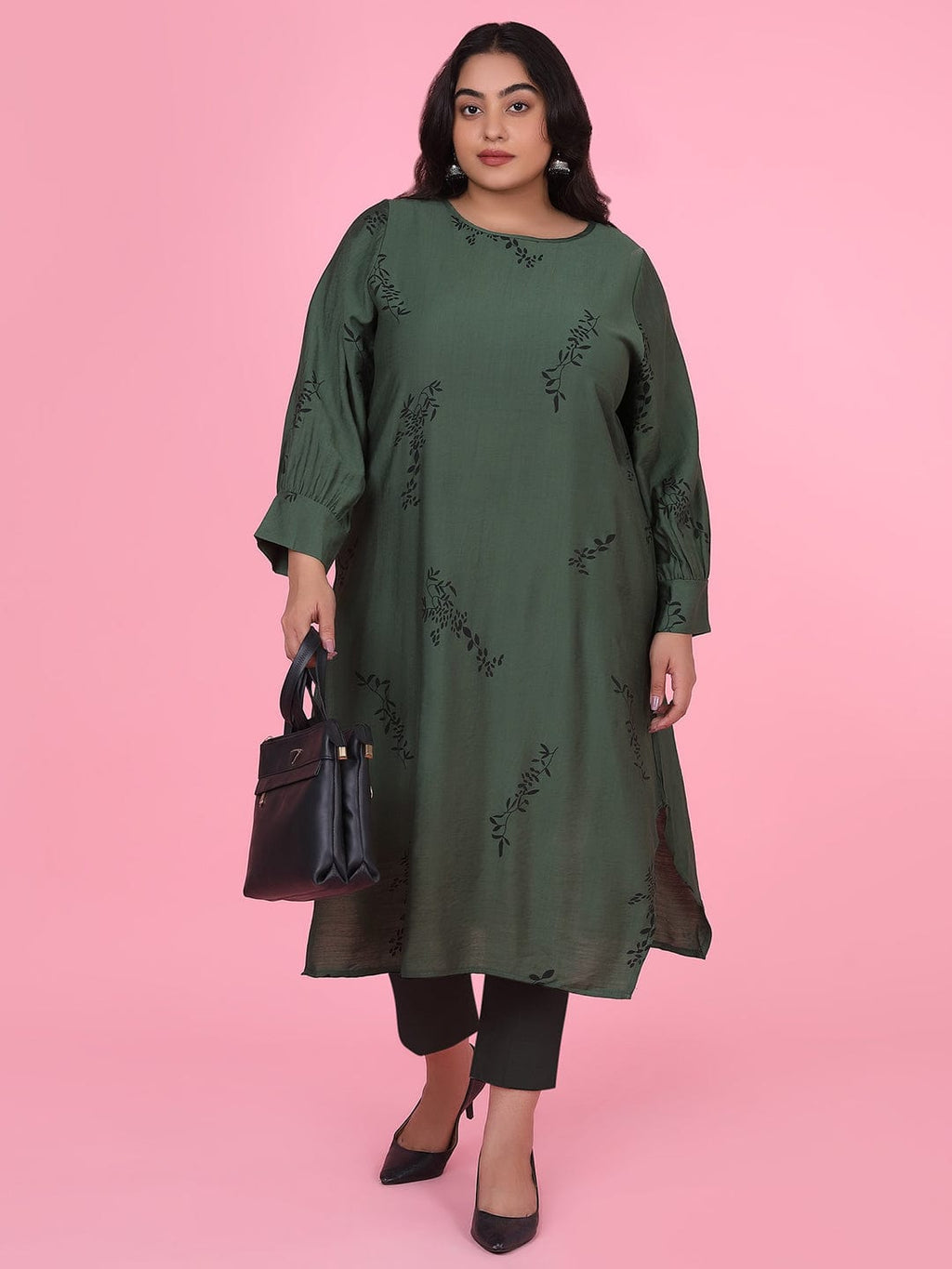 Women's Floral Straight Green Kurta