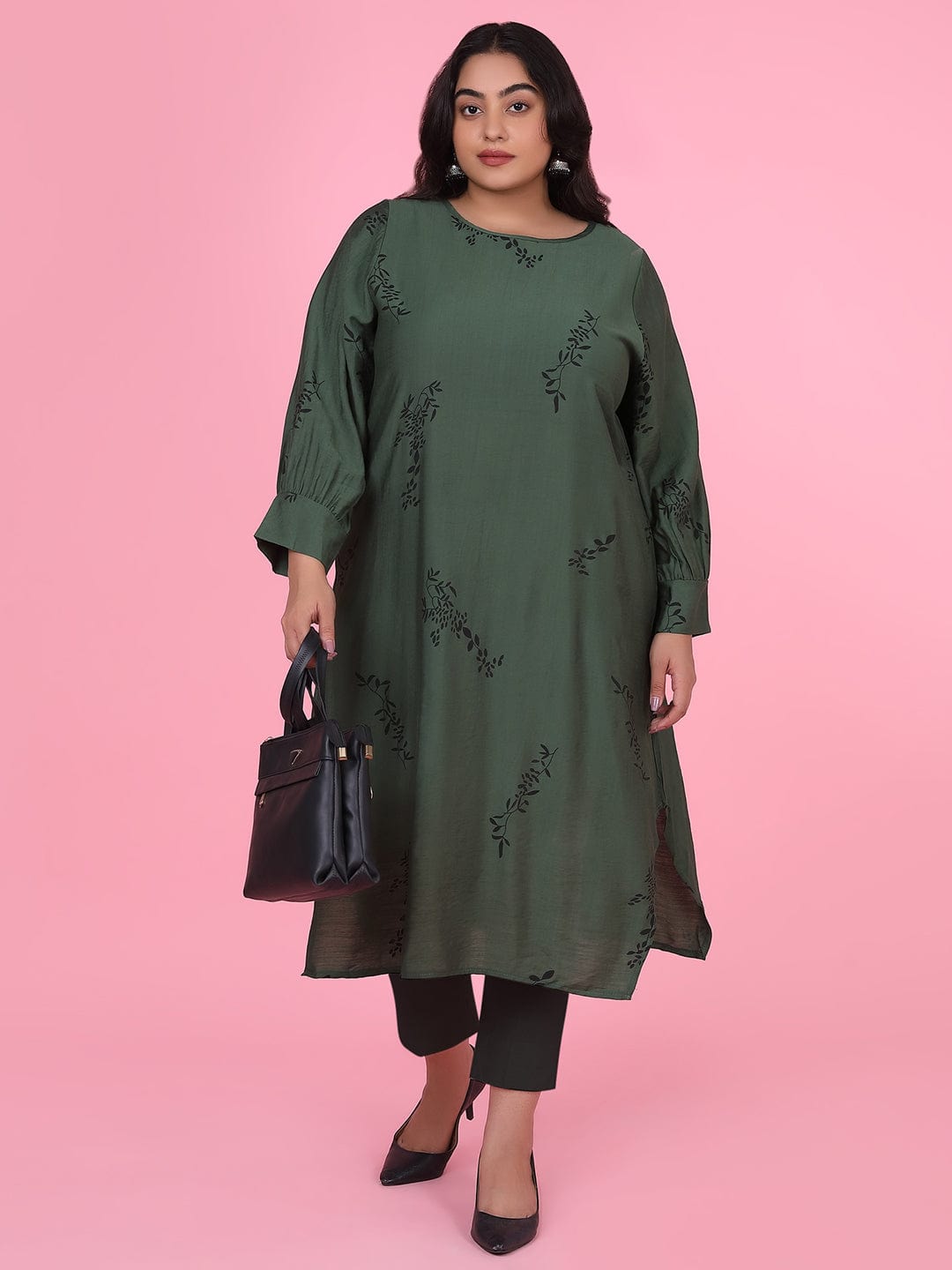 Women's Floral Straight Green Kurta