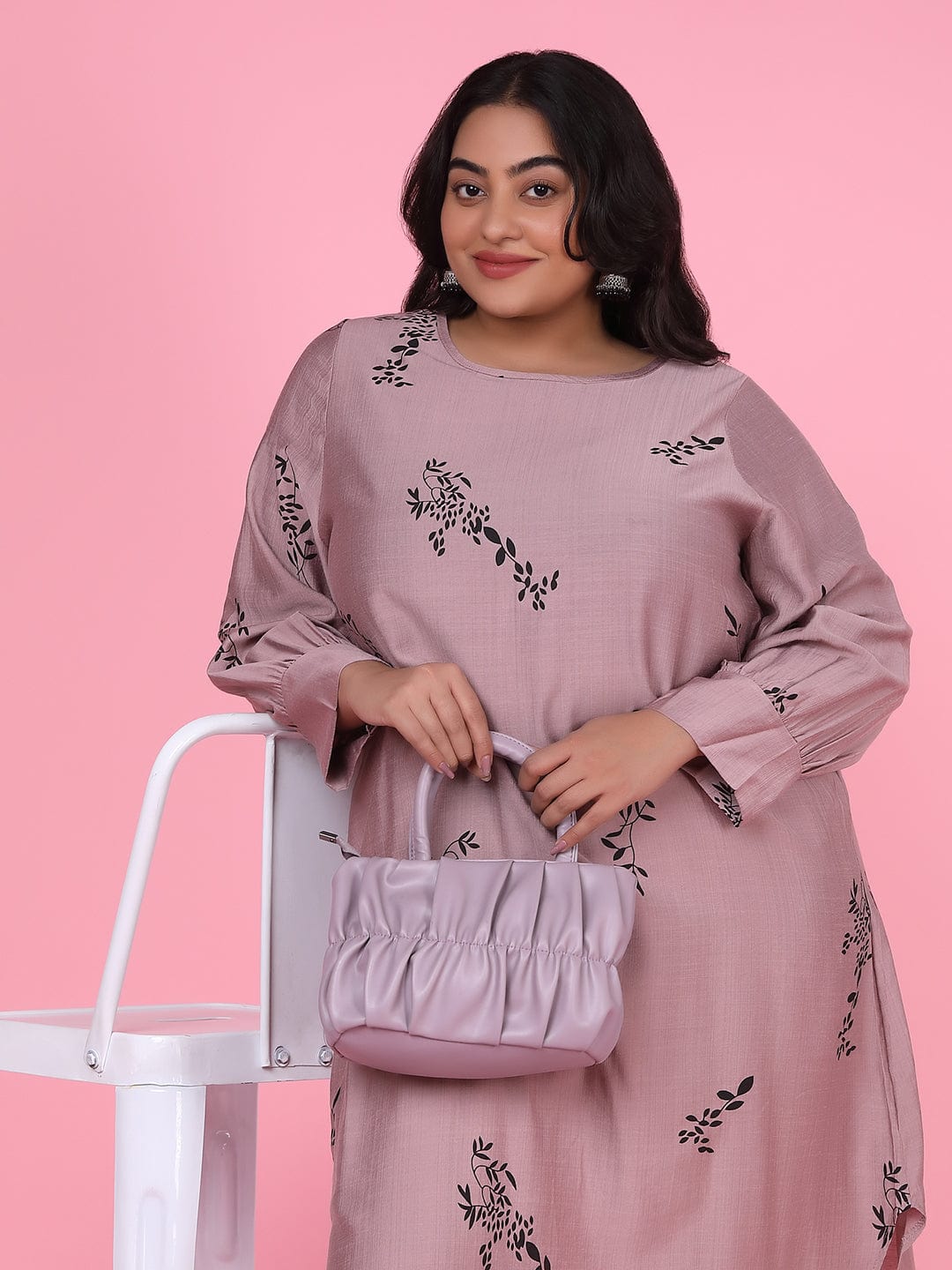 Women's Floral Straight Lavender Kurta