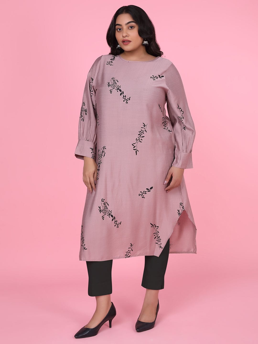 Women's Floral Straight Lavender Kurta