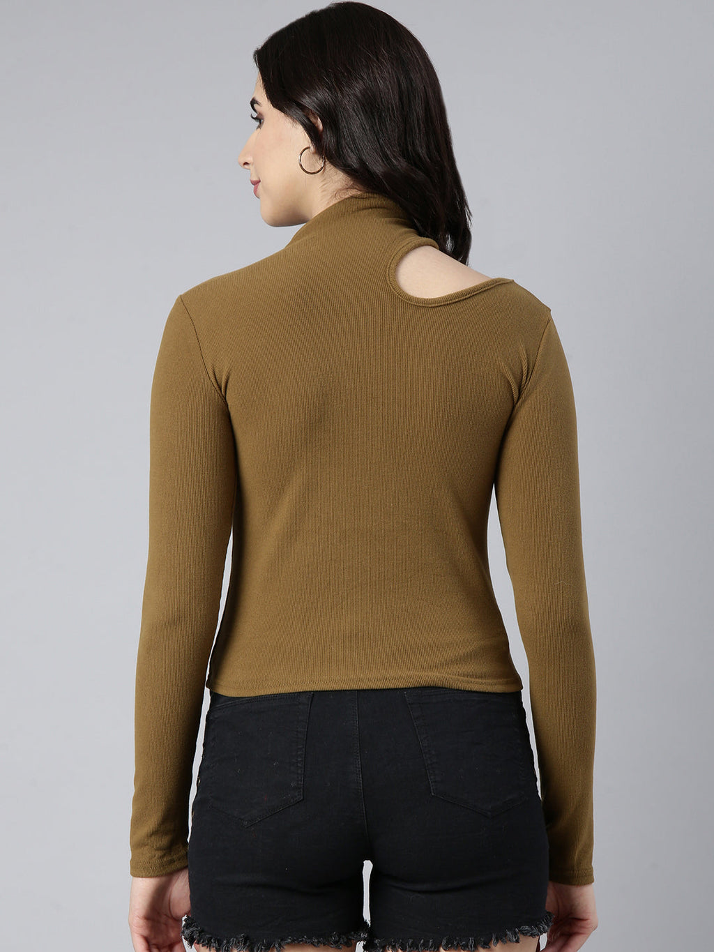 Women's Olive Choker Neck Top
