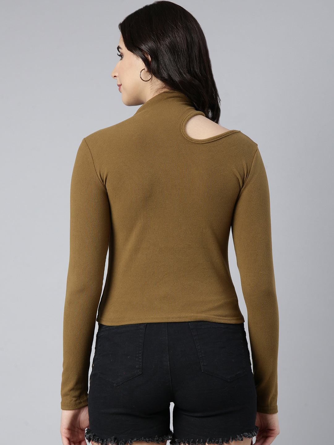 Women's Olive Choker Neck Top