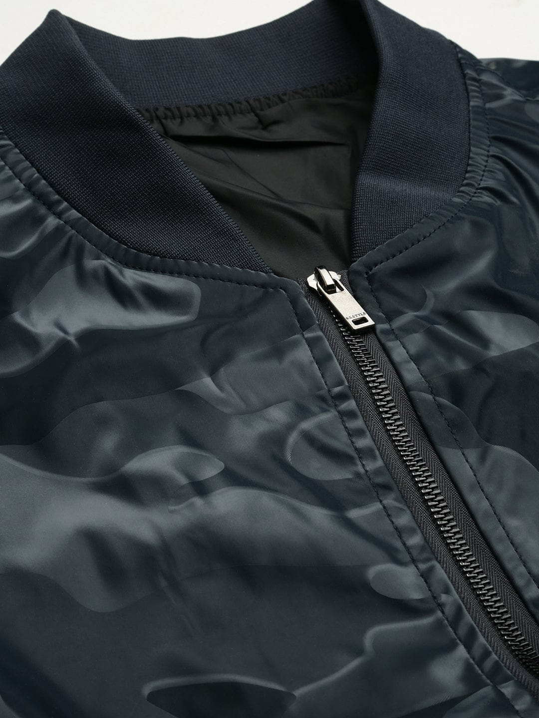 Men's Hooded Solid Navy Blue Leather Jacket