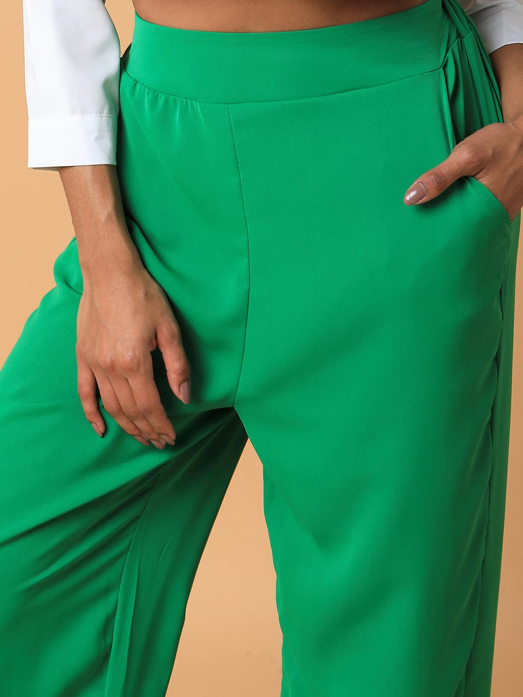 Women's Green Comfort Loose Fit Trousers