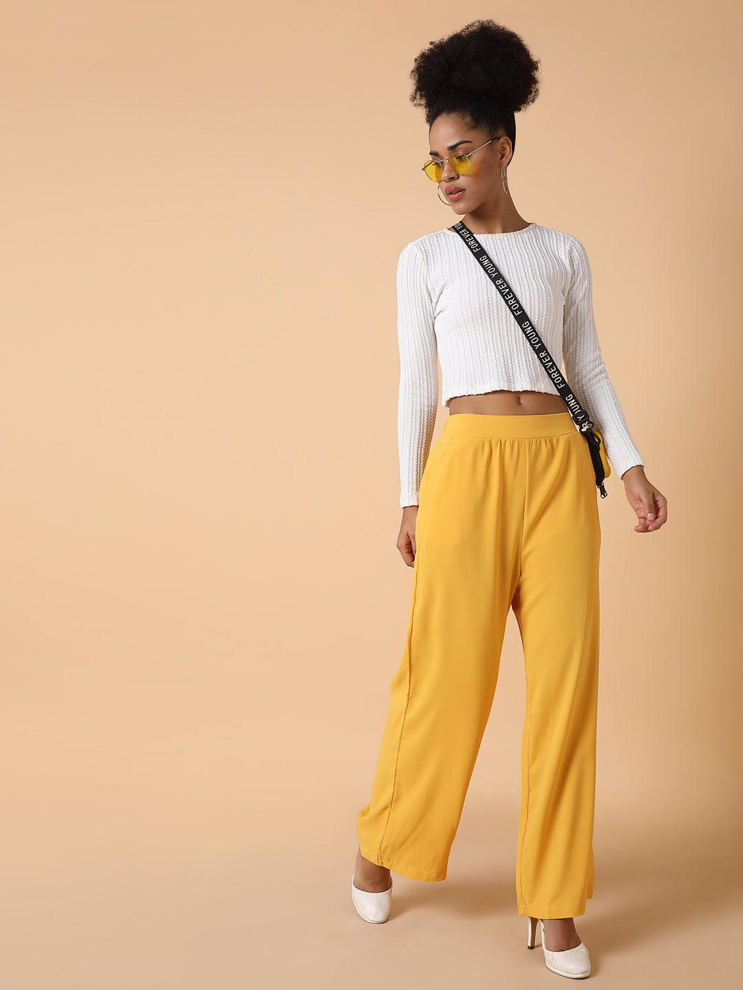 Women's Mustard Comfort Slim Fit Trousers