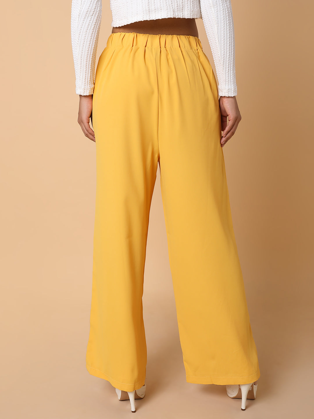Women's Mustard Comfort Slim Fit Trousers
