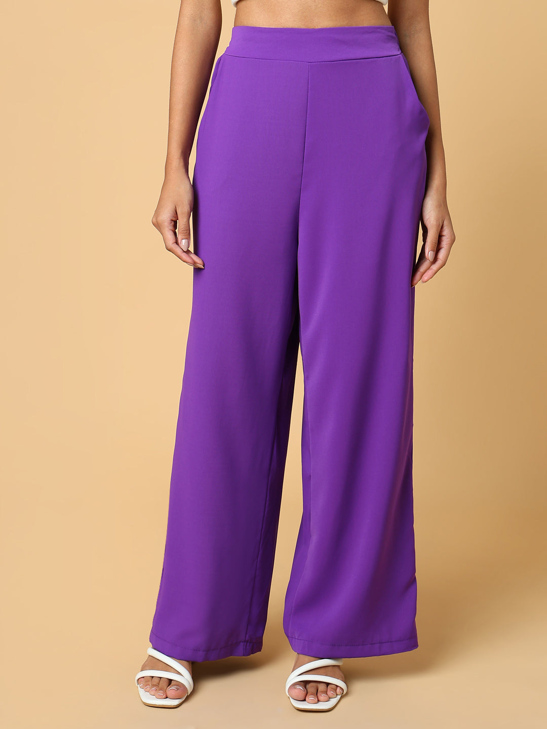 Women's Purple Comfort Slim Fit Trousers