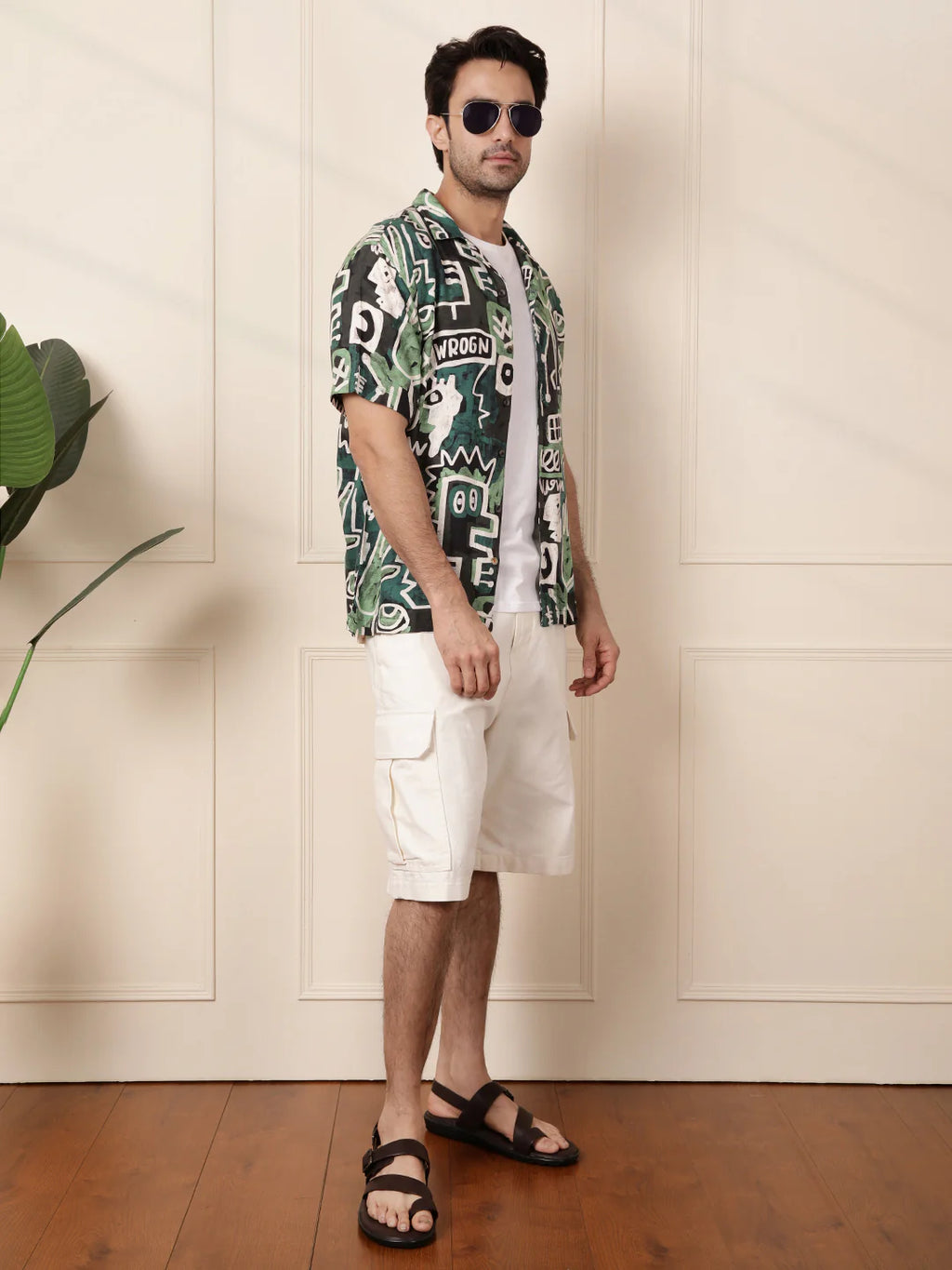 AOP Fluid Viscose Shirt | Green