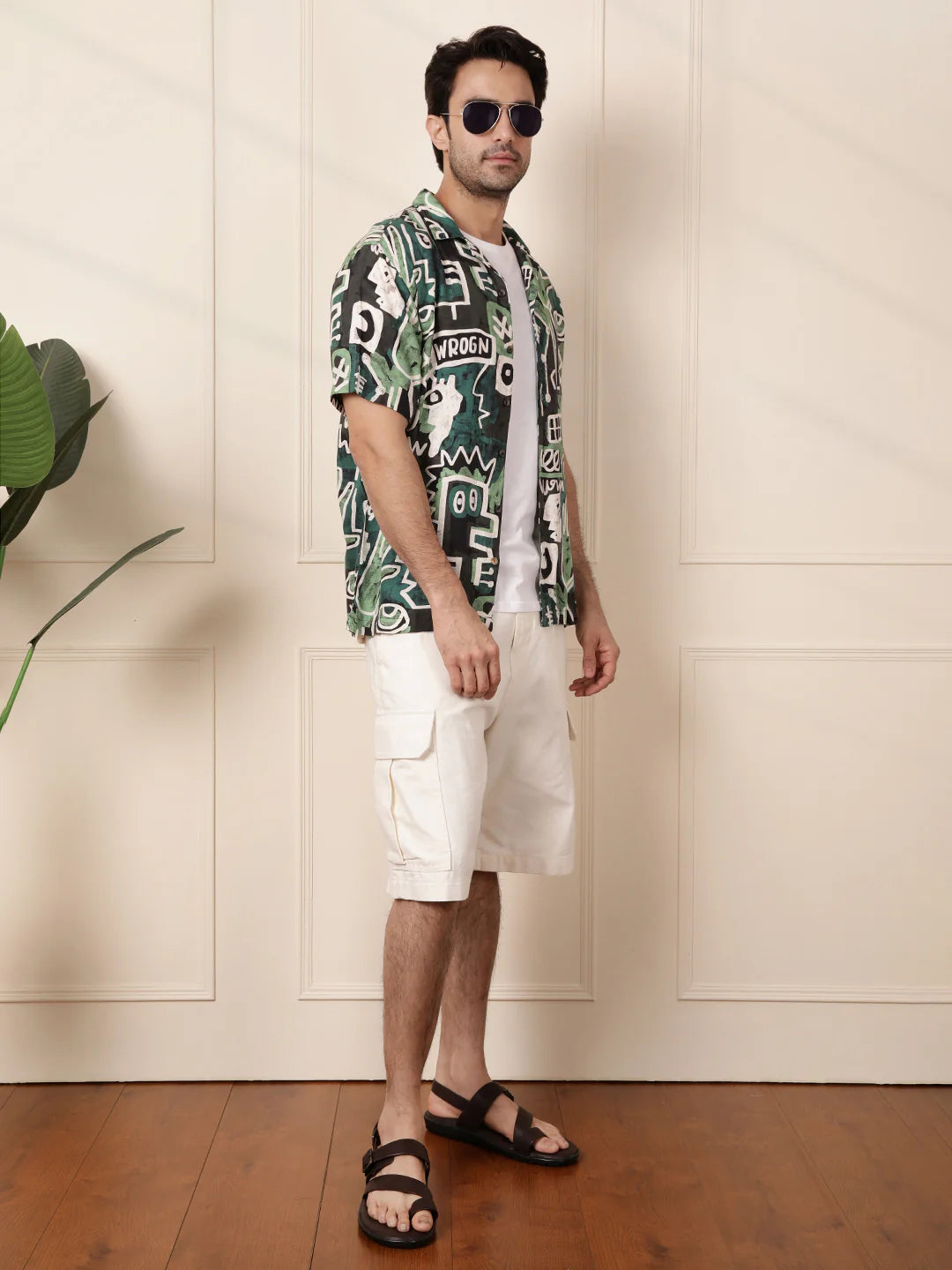 AOP Fluid Viscose Shirt | Green