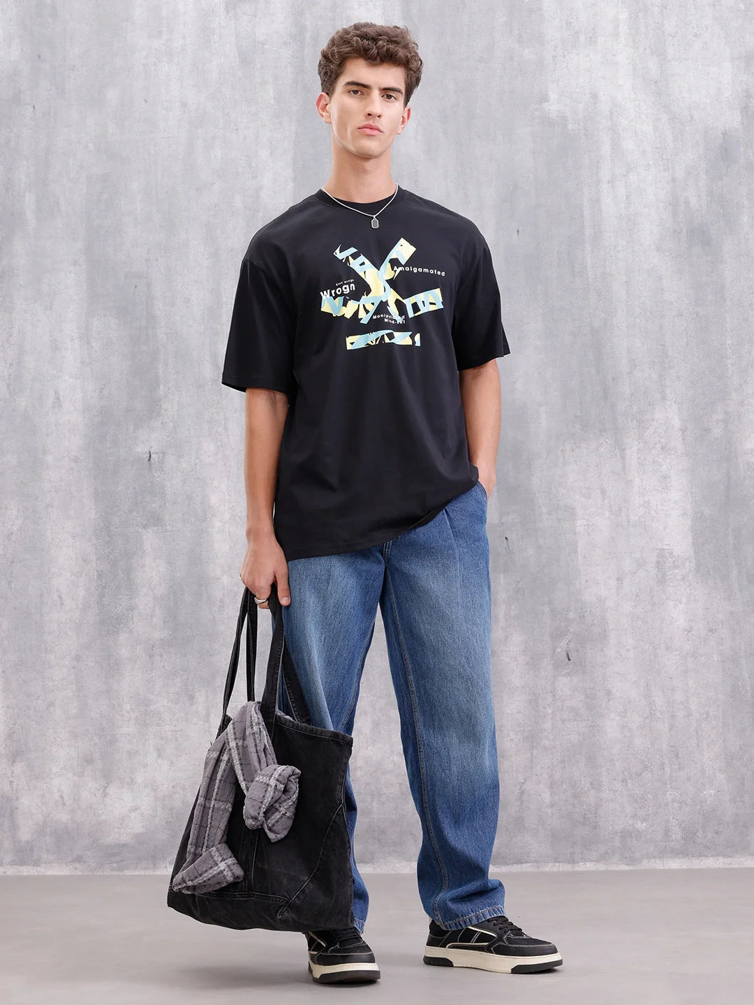 Brand Carrier Graphic Printed Oversized Fit T-shirt | Black