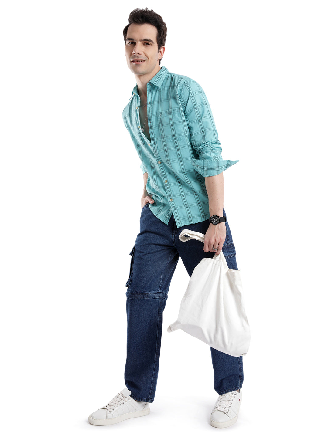 Blue Delight Casual Checked Shirt