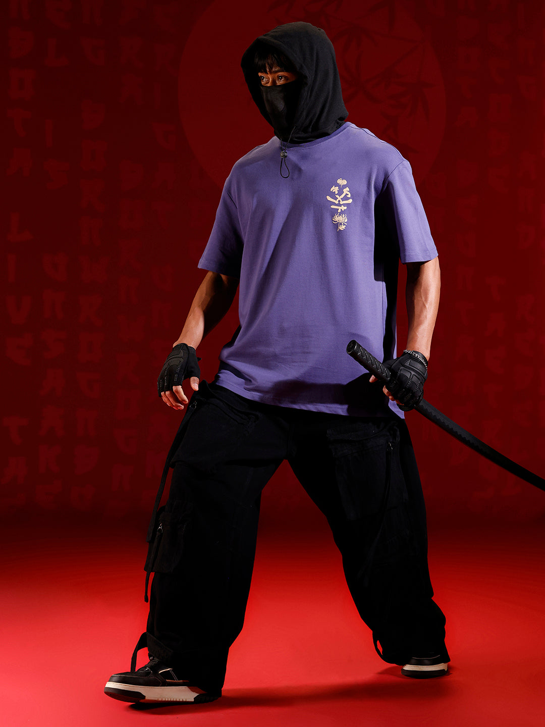 Graphic chest print oversized T-shirt | Dark blue