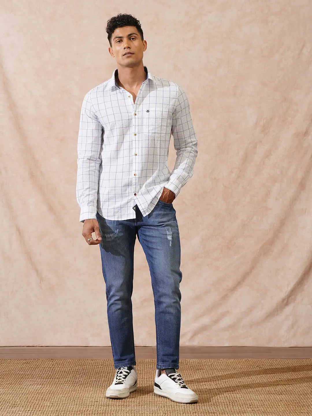 Distressed Skinny Crop Jeans | Dark Blue