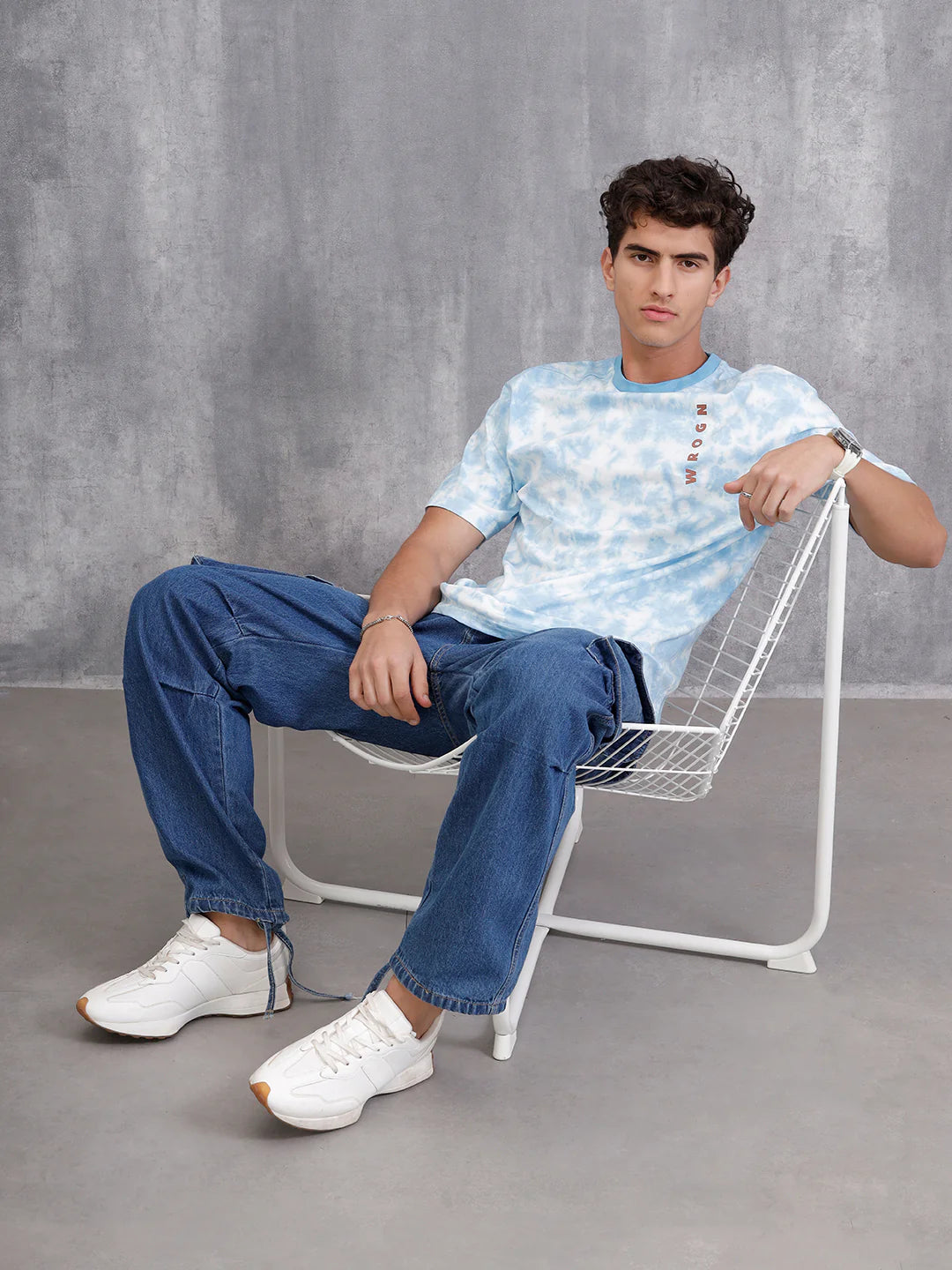 Tie-Dye Oversized Fit Cotton T-Shirt | Blue