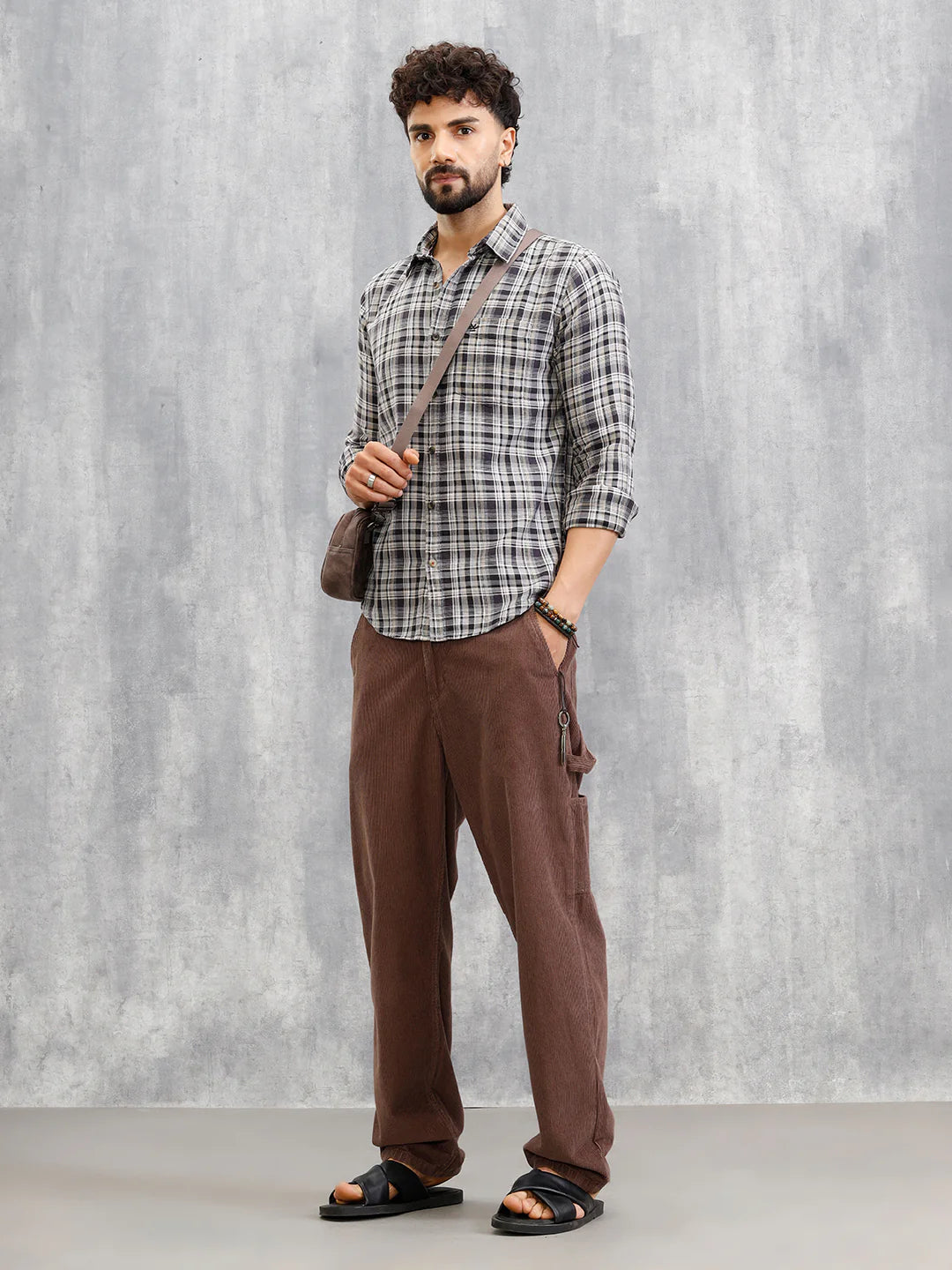 Yarn Dyed Check Shirt In Twill | Grey