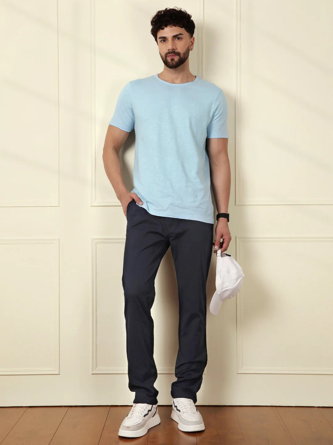 Soft Cotton Blend Chino Trouser | Navy Blue