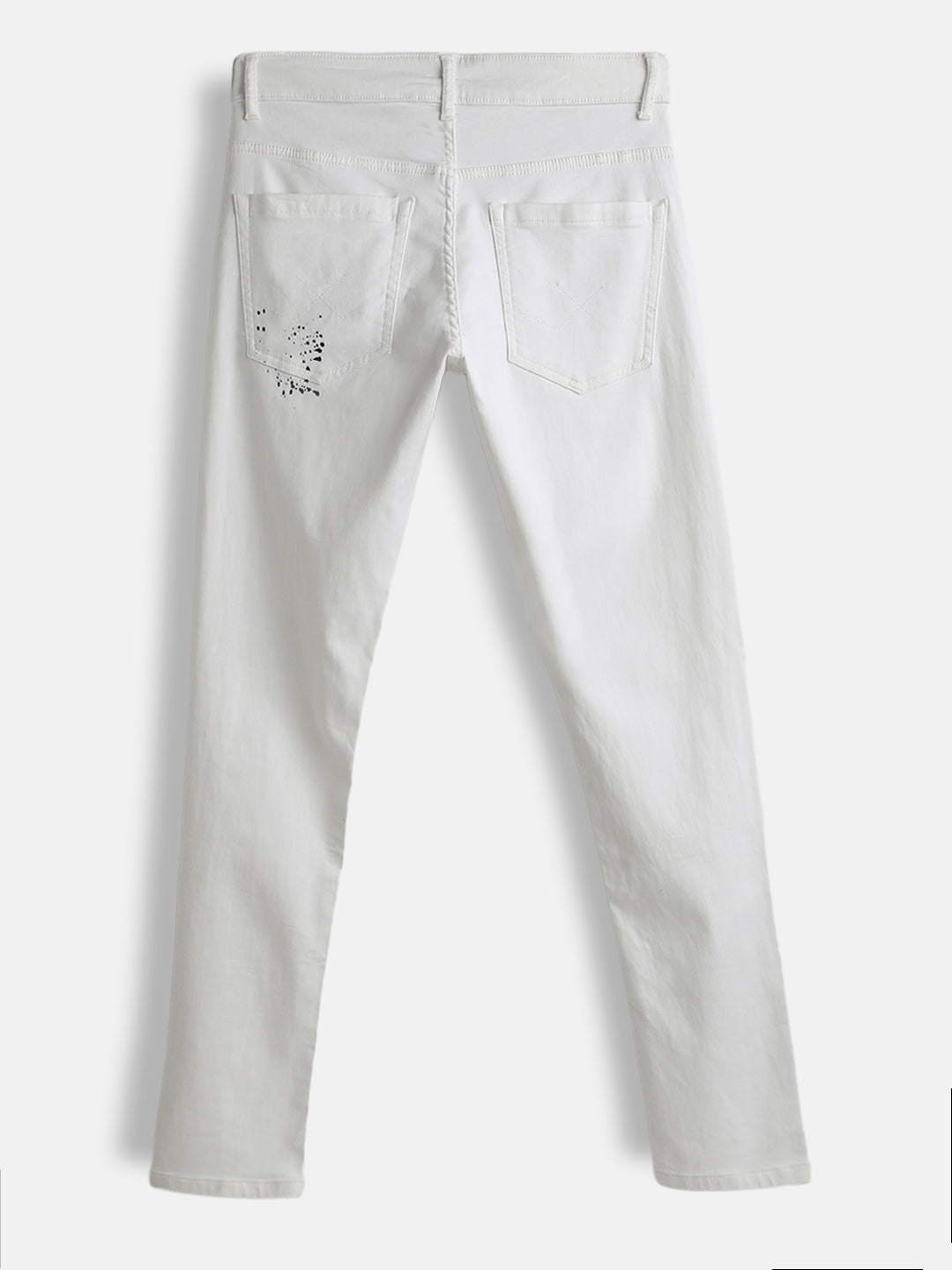 Distressed Slim Tapered Jeans | White