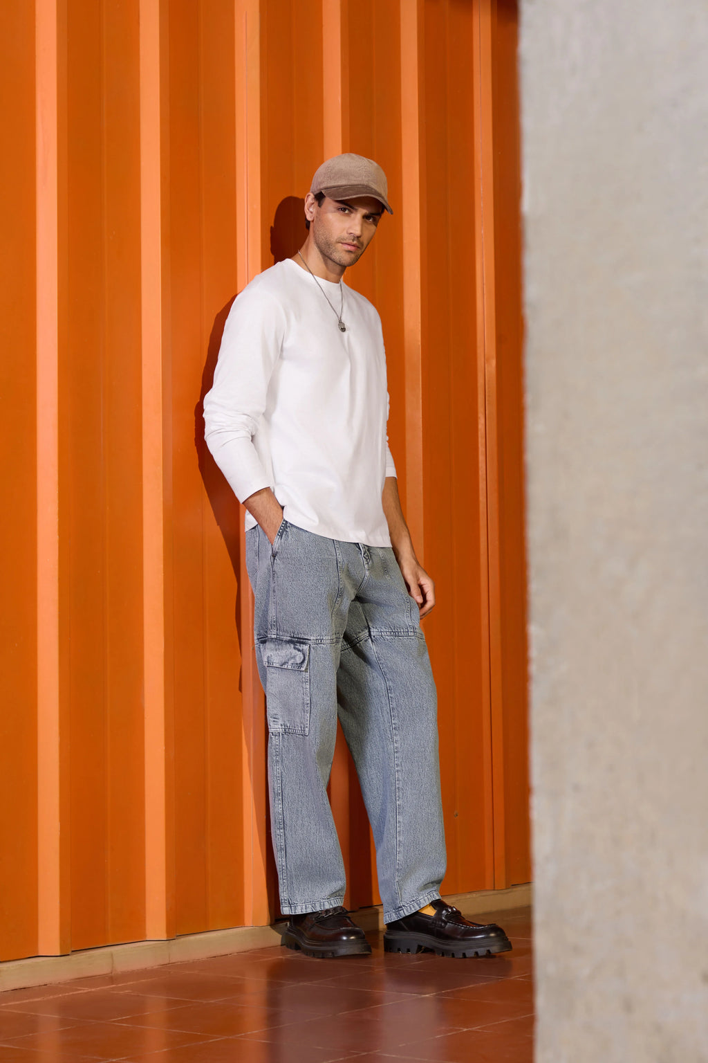 Washed Anti Fit Denim Cargo | Grey