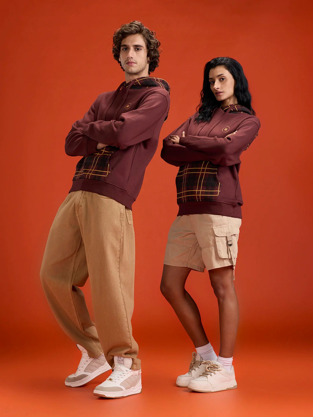 Checked Wine Comfort Hoodie