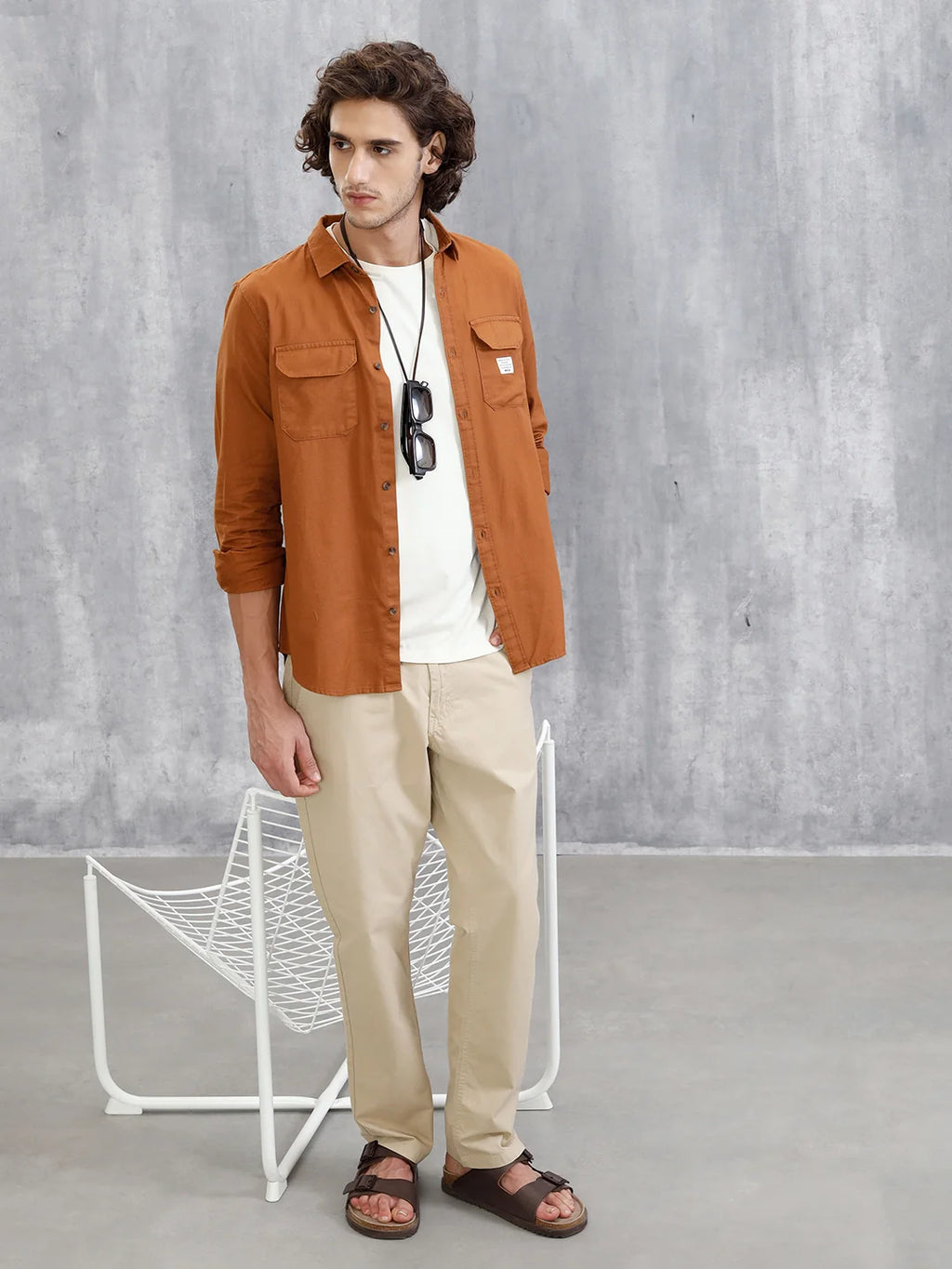 Double Pocket Overdyed Shirt | Brown