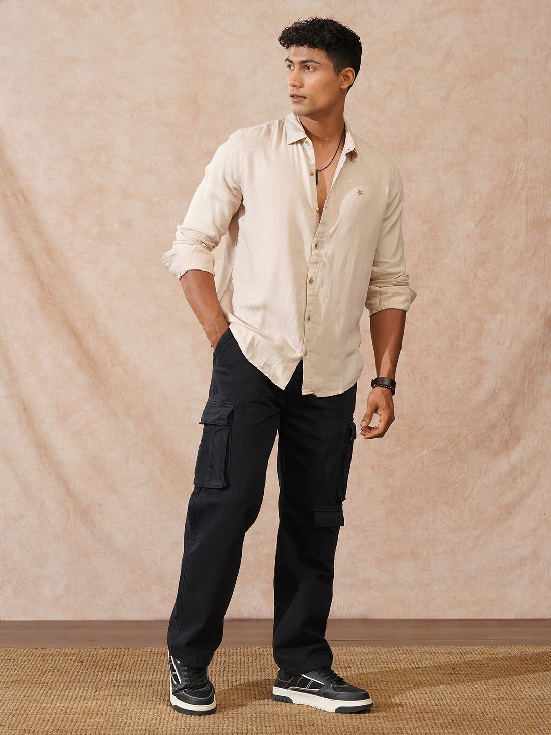 Stacked Loose Fit Cargo Trouser | Black