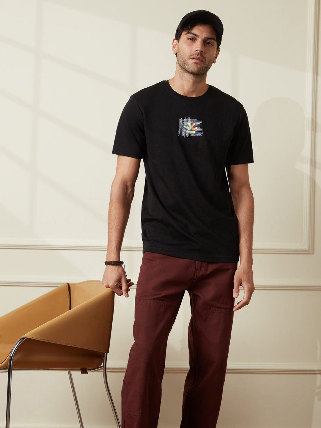 Embroidered Slim Fit T-Shirt | Black