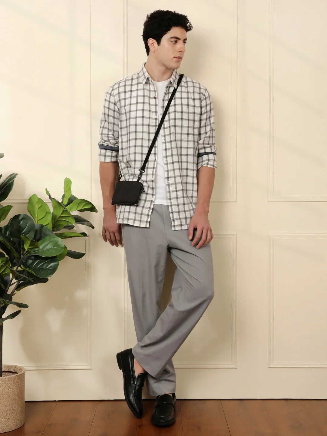 Classic Grey Checkered Full Sleeve Shirt