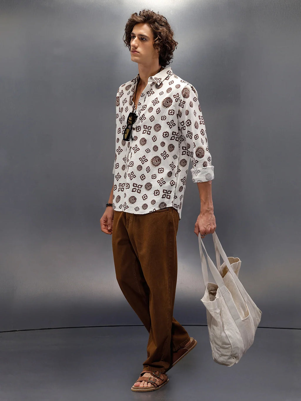 Abstract Nomad Aop Printed Regular Fit Shirt | Off White