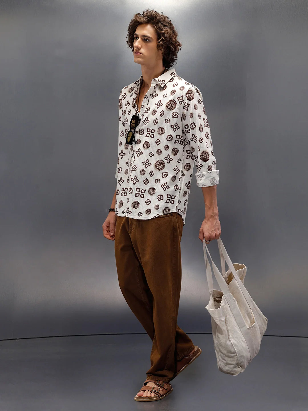 Abstract Nomad Aop Printed Regular Fit Shirt | Off White