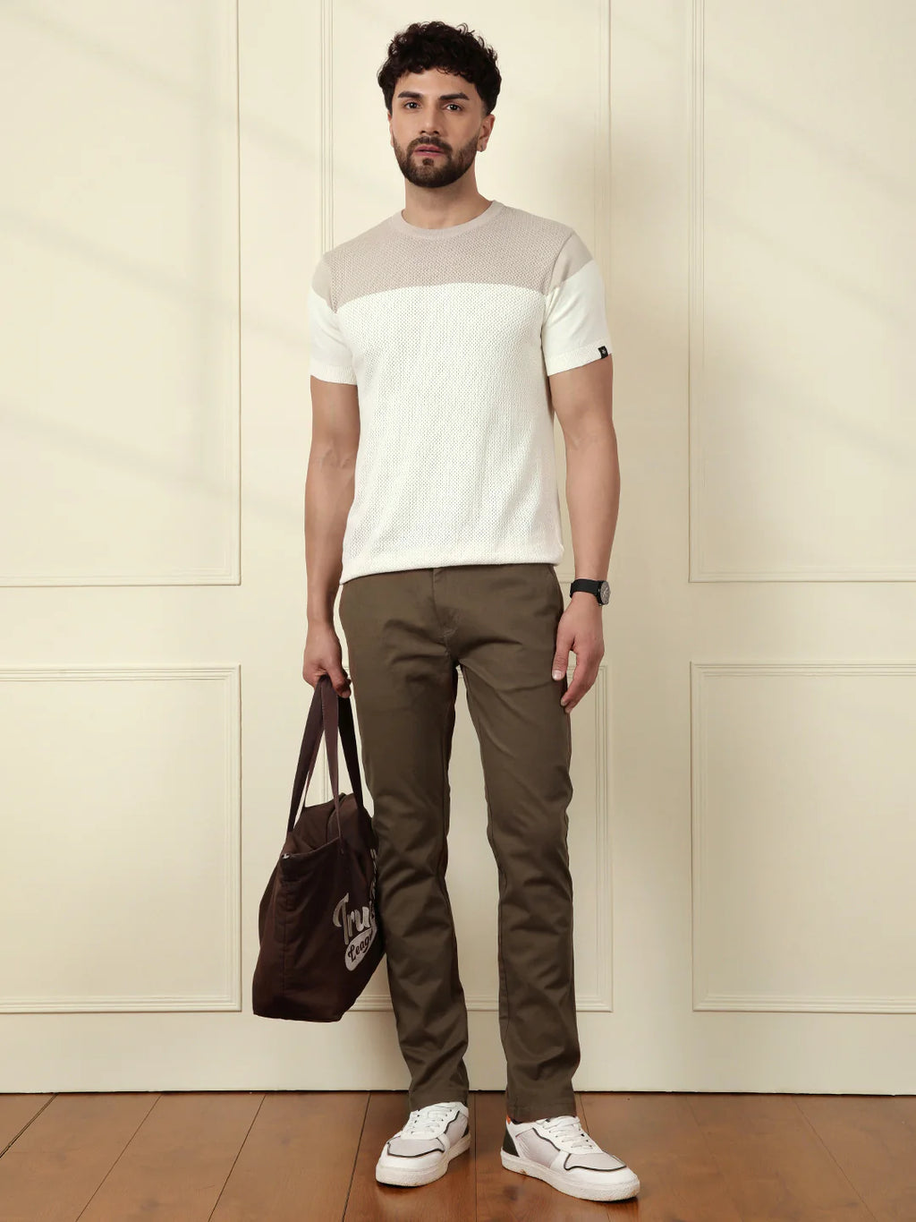 Soft Cotton Blend Chino Trouser | Brown