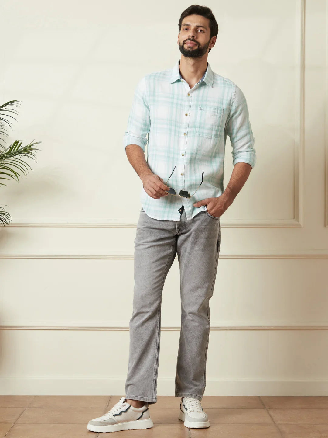 Checked Cotton Summer Shirt | Green