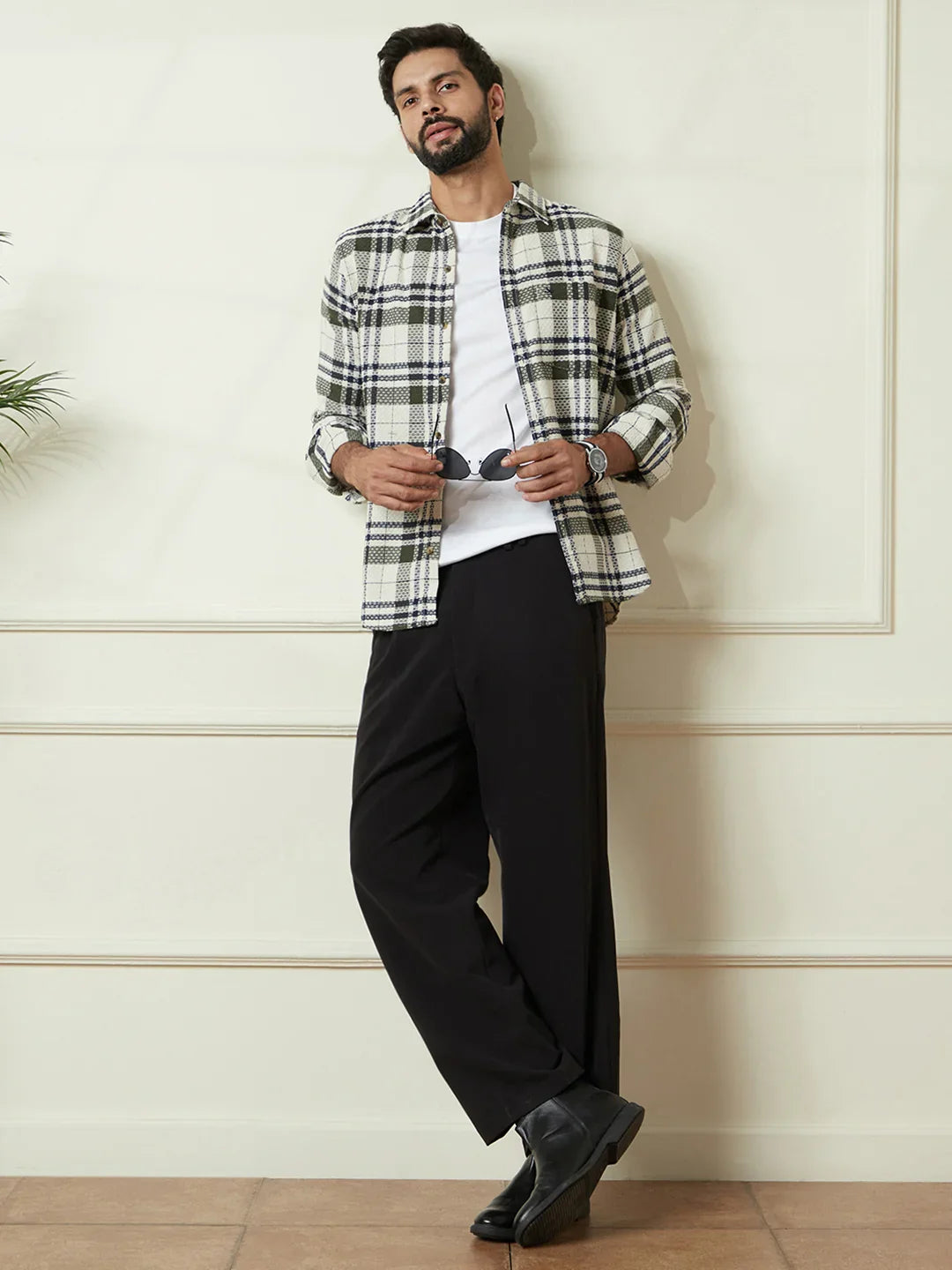 Checked Dobby Pattern Shirt | Green