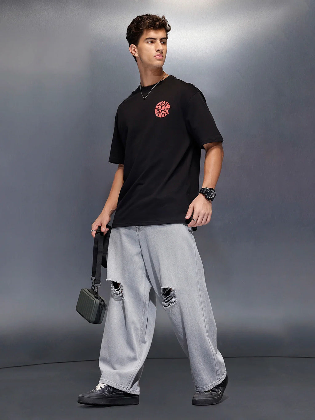 Oversized back-print tshirt | Black