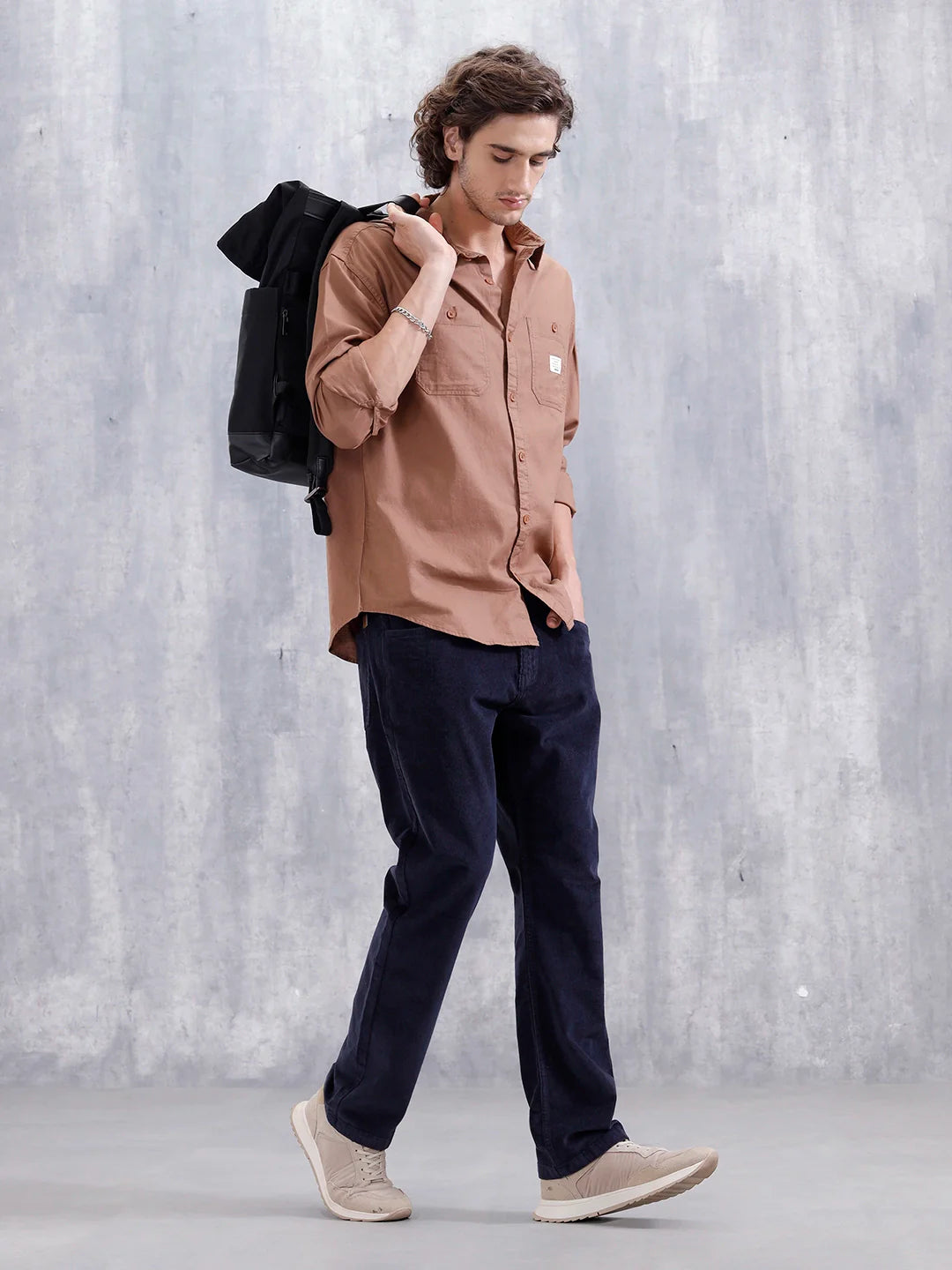 Wales Corduroy Straight Fit Trouser  | Navy Blue