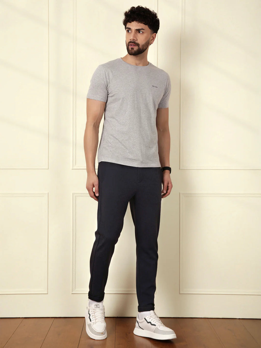 Soft Cotton Blend Knit Trouser | Navy Blue