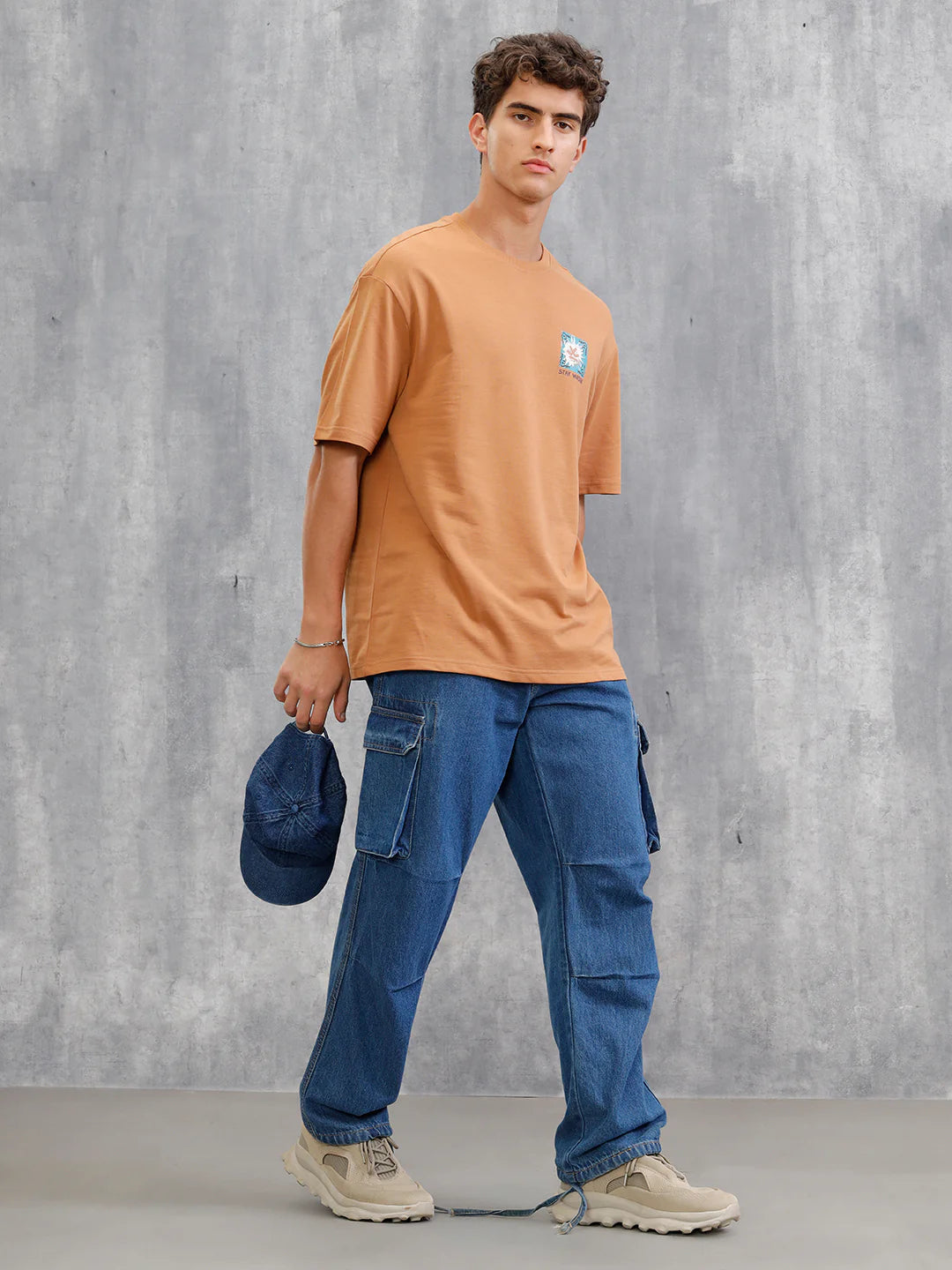 Mythical Face Inspired Back Print T-Shirt | Brown