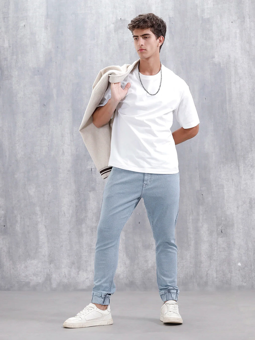 Men'S Casual Jogger Fit Jeans  | Light Blue