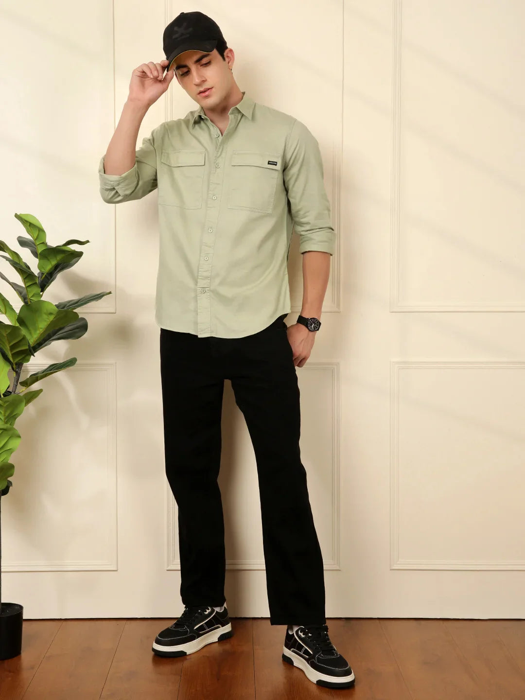 Blur Printed Cotton Shirt in Green