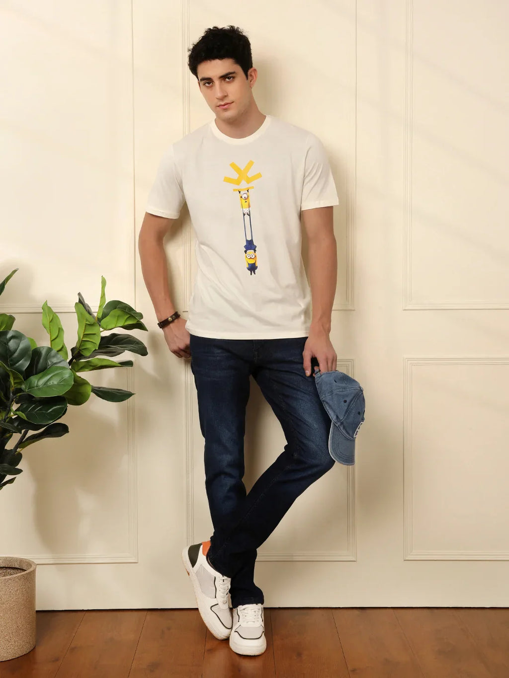 Minion Printed Slim Fit T-Shirt | White