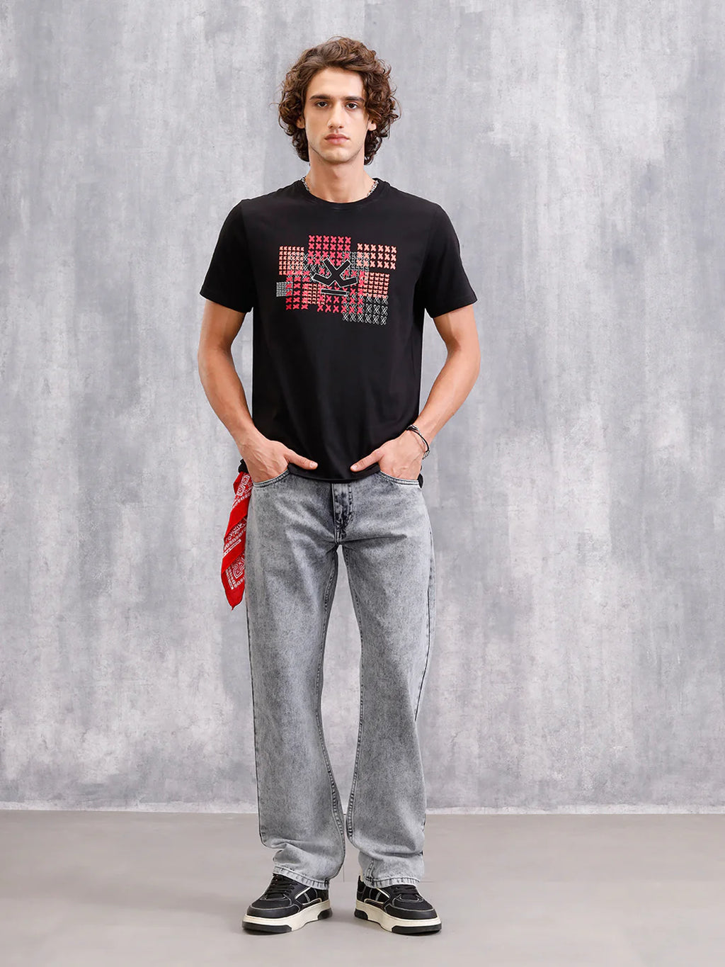 Cross Stitch Inspired Brand Carrier With Embroidery And Print | Black