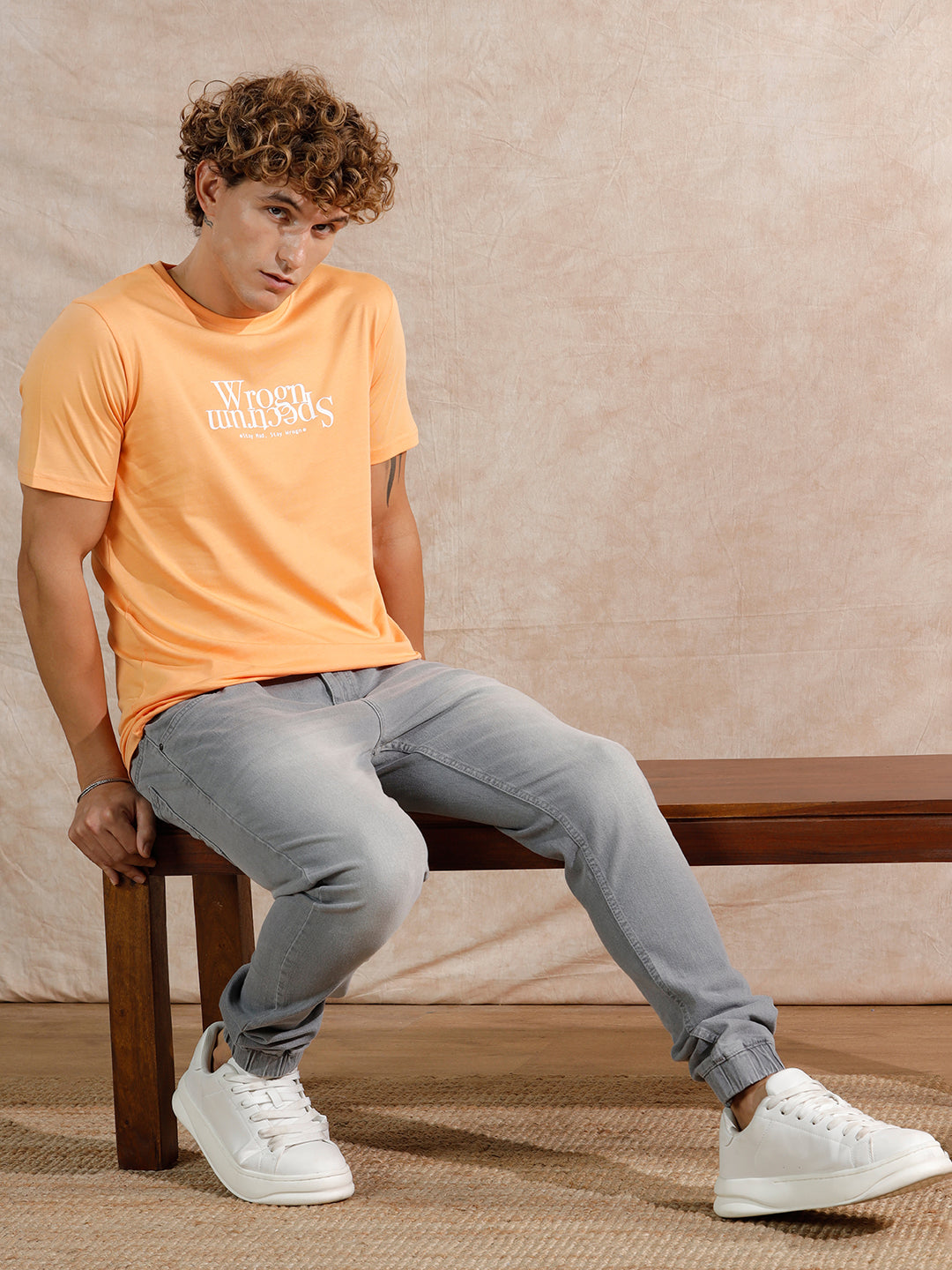 Printed Regular Fit T-Shirt | Orange