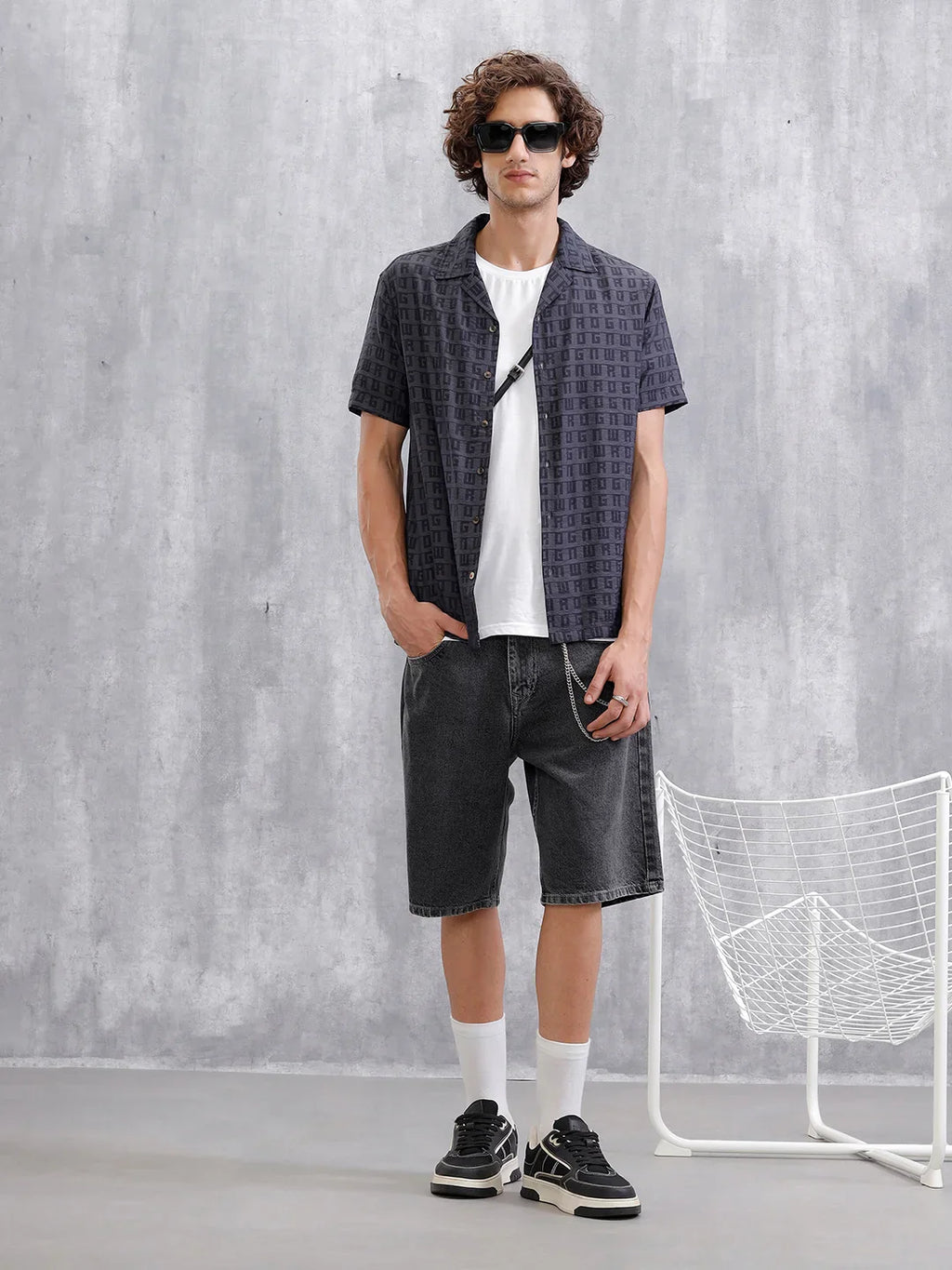 Casual AOP Resort Collar Shirt | Black