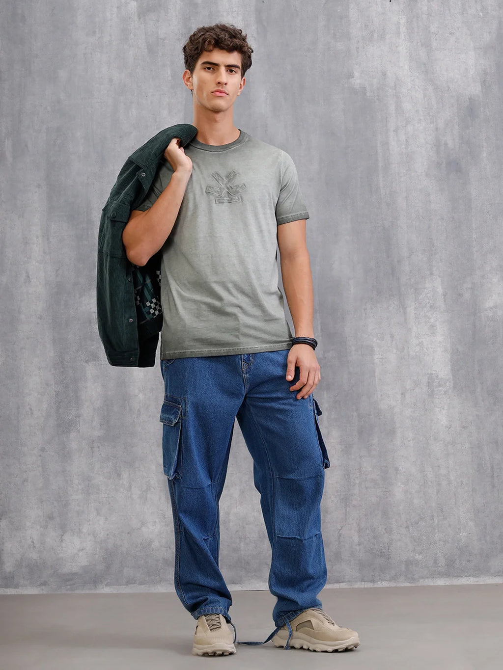Acid Washed Slim Fit T-Shirt | Grey