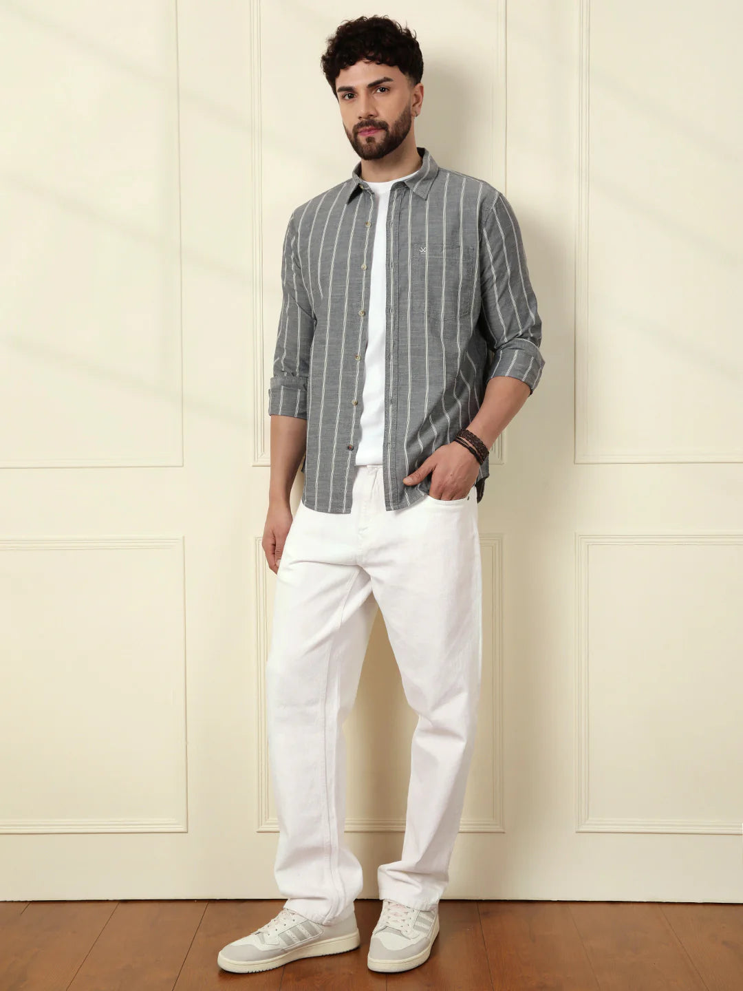 Classic Chambray Striped Shirt | Grey