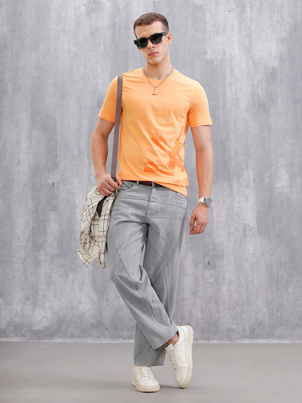 Logo Placement Printed T-Shirt | Orange