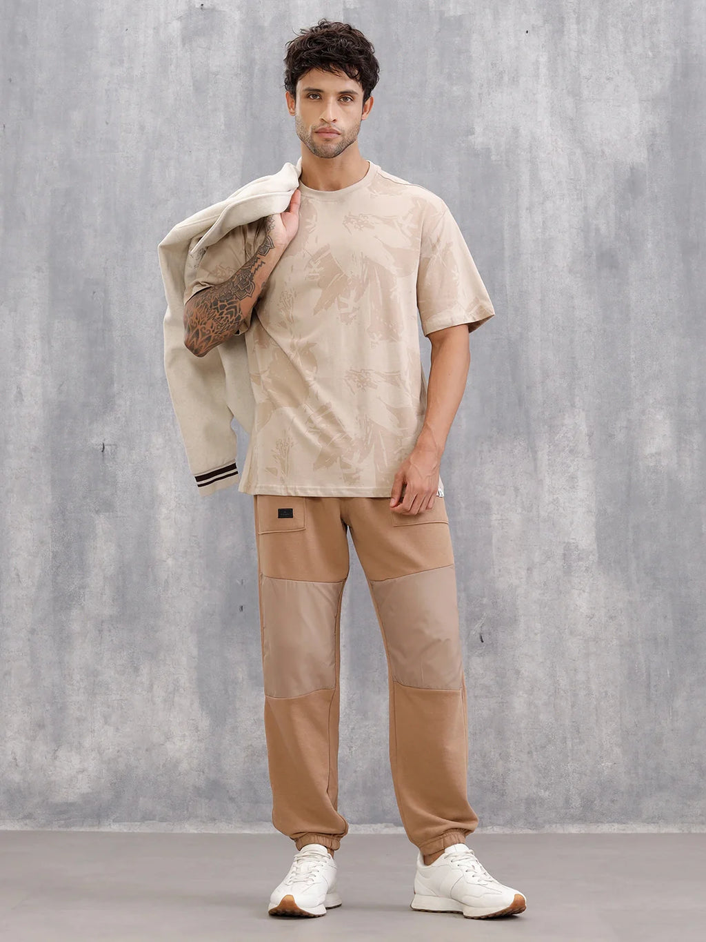 Tonal Colourblock Comfort Fit Jogger | Brown