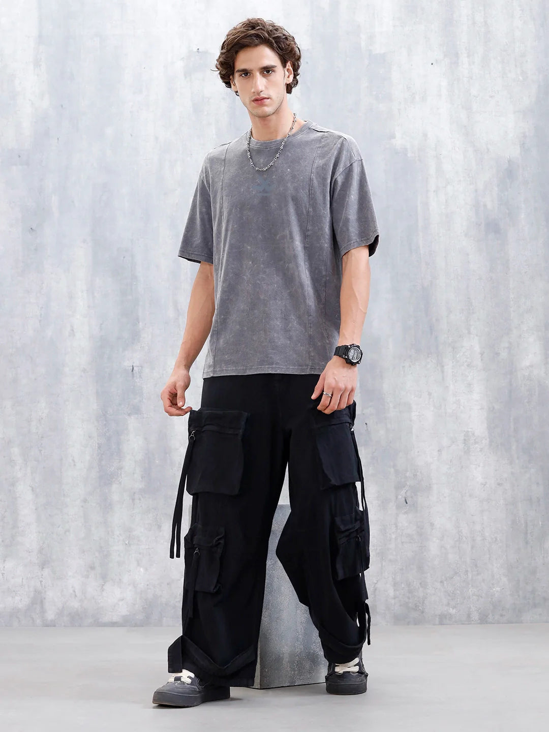 Washed Men's Casual Oversized Fit T-Shirt | Grey