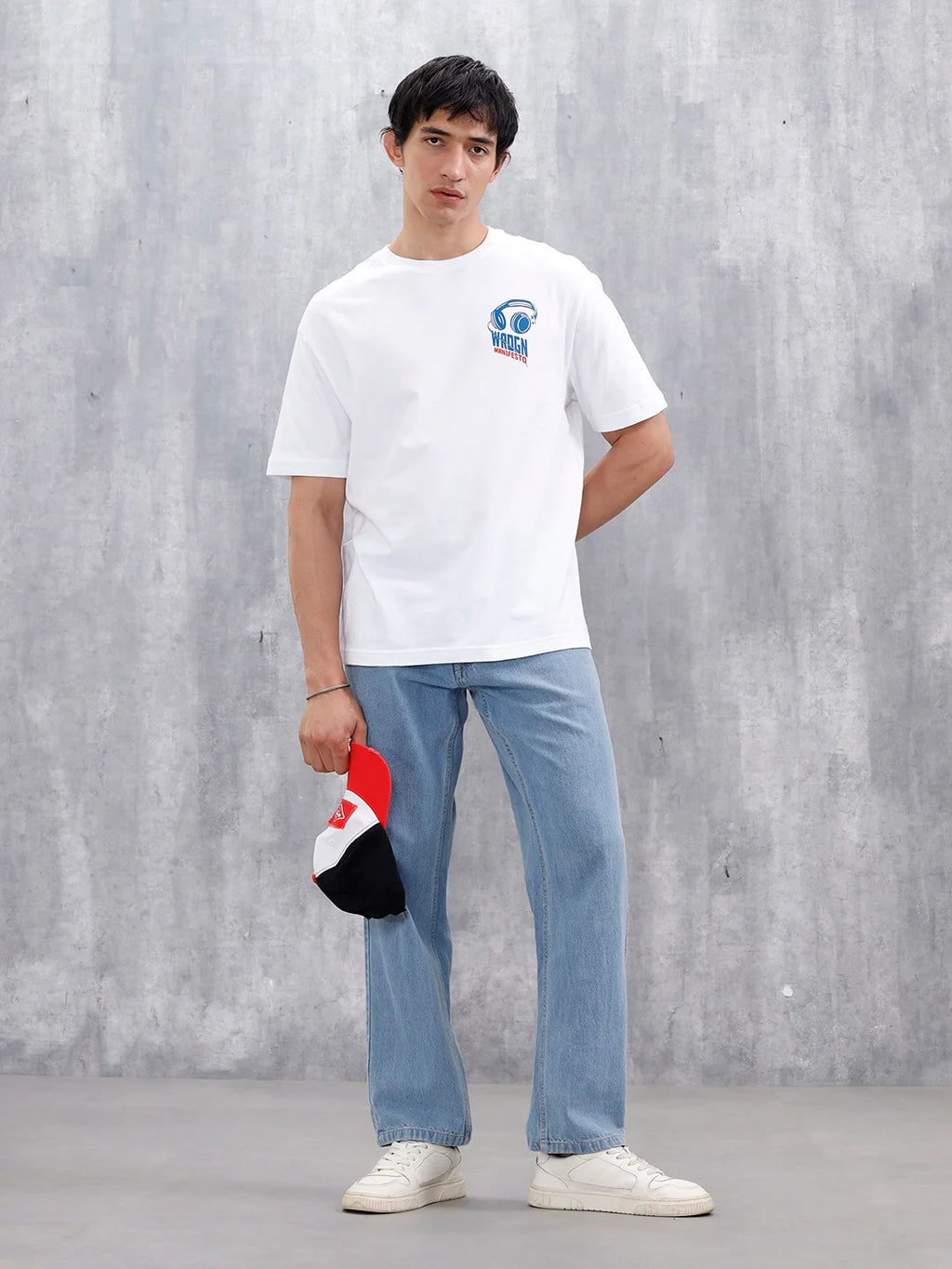 Men’s Casual Oversized Fit Graphic T-Shirt | White